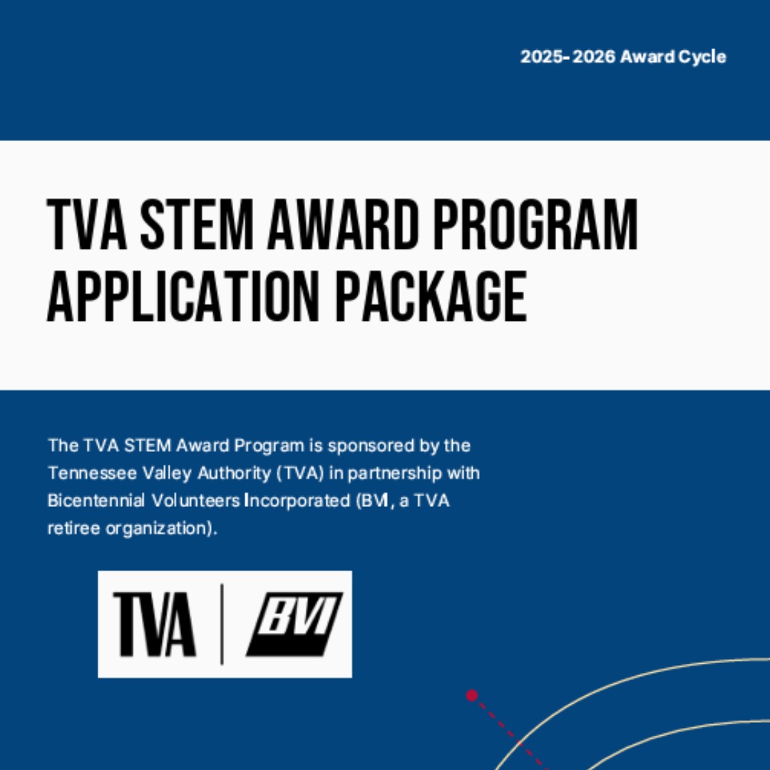 Tennessee STEM Innovation Network (@thetsin) on Twitter photo Applications are now LIVE for the TVA STEM Award Program! 
If you have a project that advances STEM activities and helps develop future talent, apply now!
Download application packet and apply by September 15! ow.ly/pGoA50WzxIU
#TVASTEMAwards #STEM #Education Applications are now LIVE for the TVA STEM Award Program! 
If you have a project that advances STEM activities and helps develop future talent, apply now!
Download application packet and apply by September 15! ow.ly/pGoA50WzxIU
#TVASTEMAwards #STEM #Education