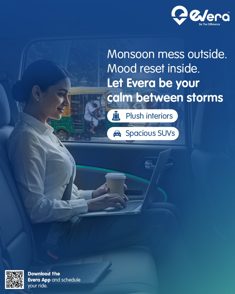 Everacabs (@everacabs) on Twitter photo Let Evera be your comfort cocoon this season — with plush interiors, spacious SUVs, and that perfect "me-time" bubble on wheels.
📲 Click the link qrcodes.pro/2g0L5e to download the app and schedule your ride today!
<a href="/e_prakriti/">Prakriti E-Mobility</a>
#Evera #MonsoonRides #EVComfort Let Evera be your comfort cocoon this season — with plush interiors, spacious SUVs, and that perfect "me-time" bubble on wheels.
📲 Click the link qrcodes.pro/2g0L5e to download the app and schedule your ride today!
<a href="/e_prakriti/">Prakriti E-Mobility</a>
#Evera #MonsoonRides #EVComfort