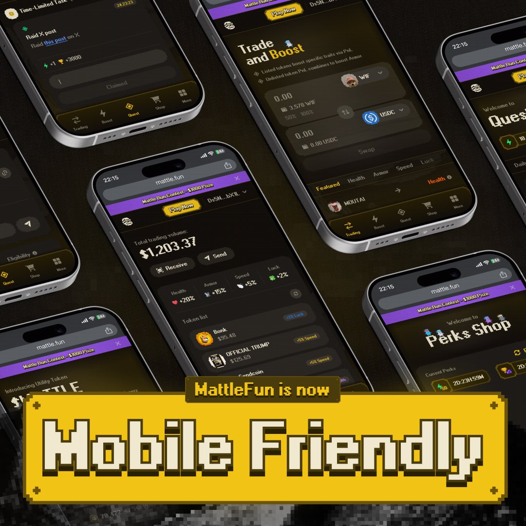 Mattle.fun (@mattlefun) on Twitter photo 📱 Big update for mobile users!
MattleFun website is now fully mobile-friendly: smoother, faster, and easier to access on your phone.
This is also part of our submission for the <a href="/solanamobile/">Seeker | Solana Mobile</a> hackathon! 📱 Big update for mobile users!
MattleFun website is now fully mobile-friendly: smoother, faster, and easier to access on your phone.
This is also part of our submission for the <a href="/solanamobile/">Seeker | Solana Mobile</a> hackathon!