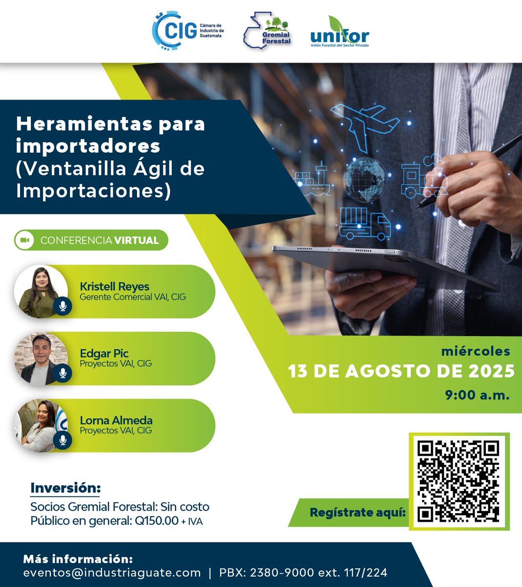 Conoce las herramientas para importadores de la Ventanilla Ágil para las Importaciones -VAI-, registrandote en el siguiente enlace: eventos.industriaguate.com/inscripcion/19…

#importaciones