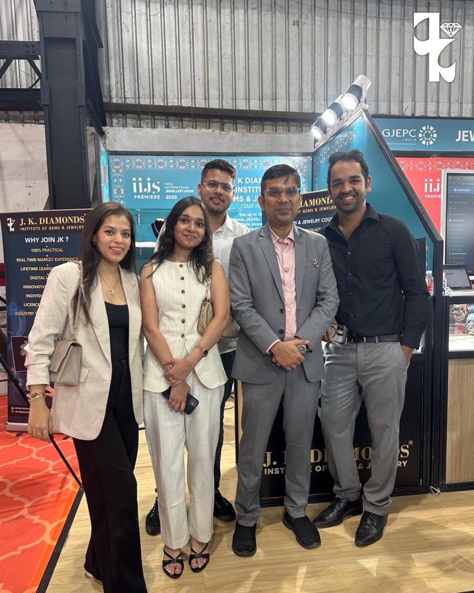 JKDIGJ's tweet image. From alumni reunions to inspiring chats with future gem pros our stall at #IIJS2025 was buzzing with energy &amp;amp; purpose! 💎✨

Grateful for every visit, every smile. You made it unforgettable! 🙌 #JKDiamonds #GemEducation

(1/3)