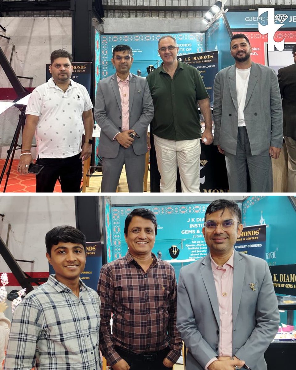 JKDIGJ's tweet image. From alumni reunions to inspiring chats with future gem pros our stall at #IIJS2025 was buzzing with energy &amp;amp; purpose! 💎✨

Grateful for every visit, every smile. You made it unforgettable! 🙌 #JKDiamonds #GemEducation

(1/3)