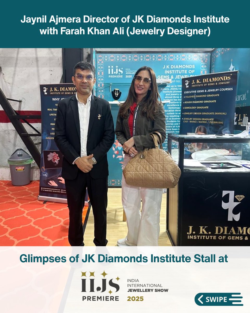 JKDIGJ's tweet image. From alumni reunions to inspiring chats with future gem pros our stall at #IIJS2025 was buzzing with energy &amp;amp; purpose! 💎✨

Grateful for every visit, every smile. You made it unforgettable! 🙌 #JKDiamonds #GemEducation

(1/3)