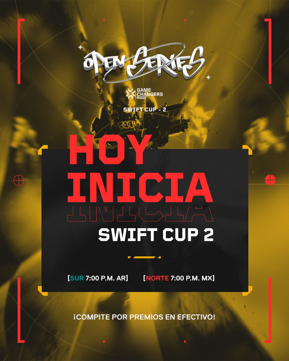 valesportsla's tweet image. 🚨 ¡Hoy inicia Swift Cup 2 #VCTGameChangers! 🚨
📍 Regiones Norte y Sur comienzan su camino en el torneo.

Mantente pendiente, te iremos actualizando los resultados en nuestras redes.
¡Mucha suerte a todos los equipos! 💪💥
