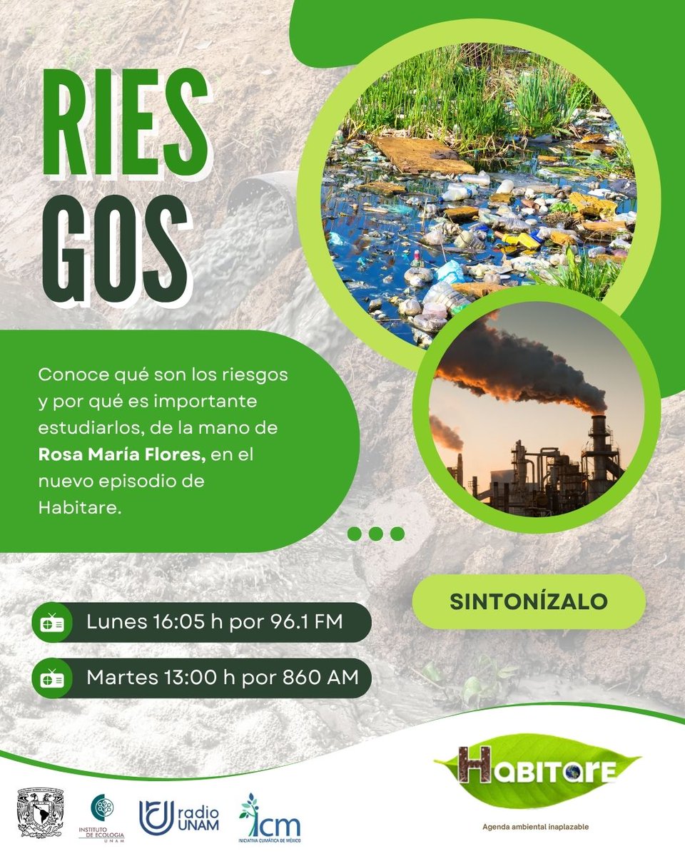 Instituto de Ecologia,UNAM (@iecologiaunam) on Twitter photo ¡Te esperamos en Habitare!🌱
No te pierdas nuestro programa de hoy. Nos acompaña Rosa María Flores del <a href="/IIUNAM/">Instituto de Ingeniería</a> 🍃
📻A las 16:05 p.m. por 96.1 FM y en línea radio.unam.mx. Una co-producción con @radiounam e <a href="/iniciativaclima/">Iniciativa Climática de México</a>
👉🏽Nuestros podcast en shorturl.at/Vydtk. ¡Te esperamos en Habitare!🌱
No te pierdas nuestro programa de hoy. Nos acompaña Rosa María Flores del <a href="/IIUNAM/">Instituto de Ingeniería</a> 🍃
📻A las 16:05 p.m. por 96.1 FM y en línea radio.unam.mx. Una co-producción con @radiounam e <a href="/iniciativaclima/">Iniciativa Climática de México</a>
👉🏽Nuestros podcast en shorturl.at/Vydtk.