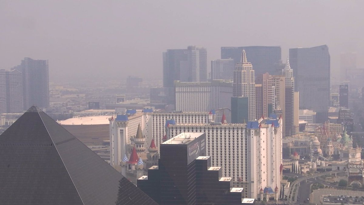 Unhealthy air quality in Las Vegas this morning on account of the thick smoke from the Gifford fire (near Santa Maria, CA). Limit time outdoors, especially through midday; the air quality may improve *slightly* this afternoon.