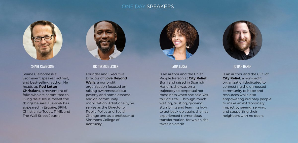 Dan Sadlier (@dansadlier) on Twitter photo Registration is open
<a href="/CityRelief_/">City Relief</a> "One Day"
Nov 15th #NYC
<a href="/ShaneClaiborne/">Shane Claiborne</a>
<a href="/LydiaLucas3/">Lydia Lucas</a>
<a href="/Josiahhaken/">Josiah Haken</a>
<a href="/imTerenceLester/">Terence Lester, Ph.D.</a>
Lets talk the current state of homelessness in our country & how together we can care for & learn from our most vulnerable neighbors
cityrelief.org/one-day Registration is open
<a href="/CityRelief_/">City Relief</a> "One Day"
Nov 15th #NYC
<a href="/ShaneClaiborne/">Shane Claiborne</a>
<a href="/LydiaLucas3/">Lydia Lucas</a>
<a href="/Josiahhaken/">Josiah Haken</a>
<a href="/imTerenceLester/">Terence Lester, Ph.D.</a>
Lets talk the current state of homelessness in our country & how together we can care for & learn from our most vulnerable neighbors
cityrelief.org/one-day