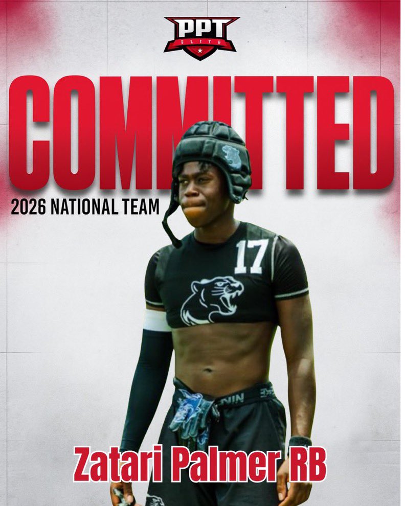 Coachgrimesppt (@mitchgrimesppt) on Twitter photo COMMITTED 🚨
Welcome to the squad ‼️
<a href="/zatari_palmer1/">Zatari Palmer</a> RB out of Frisco Panther Creek — is officially locked in with the 2026 PPT Elite National Team 🔒
Zatari is a problem in the backfield:
💥 Dynamic
⚡️ Versatile
🏃🏾♂️ A straight-up home run hitter every time he touches the ball. COMMITTED 🚨
Welcome to the squad ‼️
<a href="/zatari_palmer1/">Zatari Palmer</a> RB out of Frisco Panther Creek — is officially locked in with the 2026 PPT Elite National Team 🔒
Zatari is a problem in the backfield:
💥 Dynamic
⚡️ Versatile
🏃🏾♂️ A straight-up home run hitter every time he touches the ball.