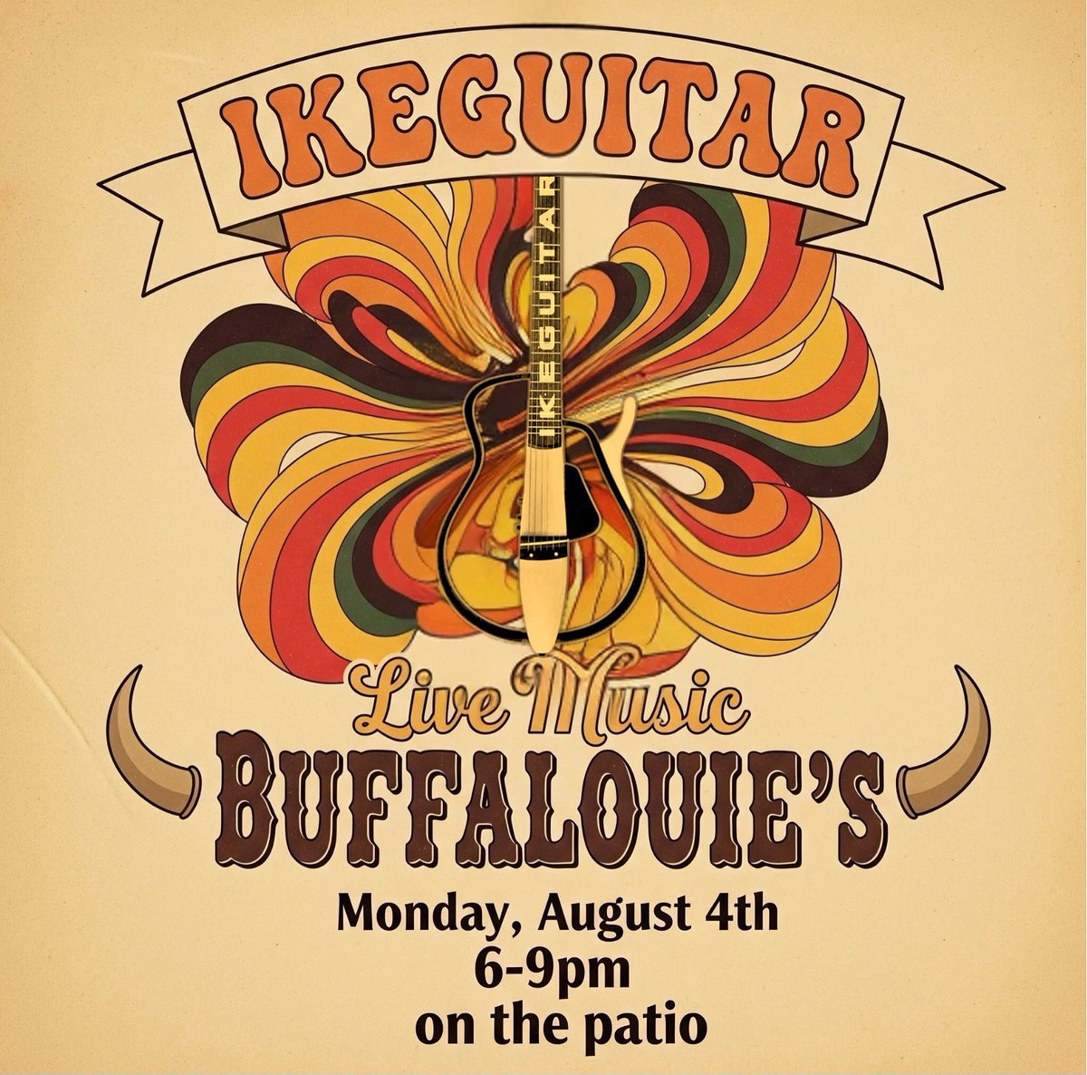 Join us tonight at Buffalouie’s Carmel for an amazing live music performance by Ike Guitar! 

6-9 PM on the patio 🤘

#LiveMusic #IkeGuitar #Buffalouies #MusicNight #PatioVibes