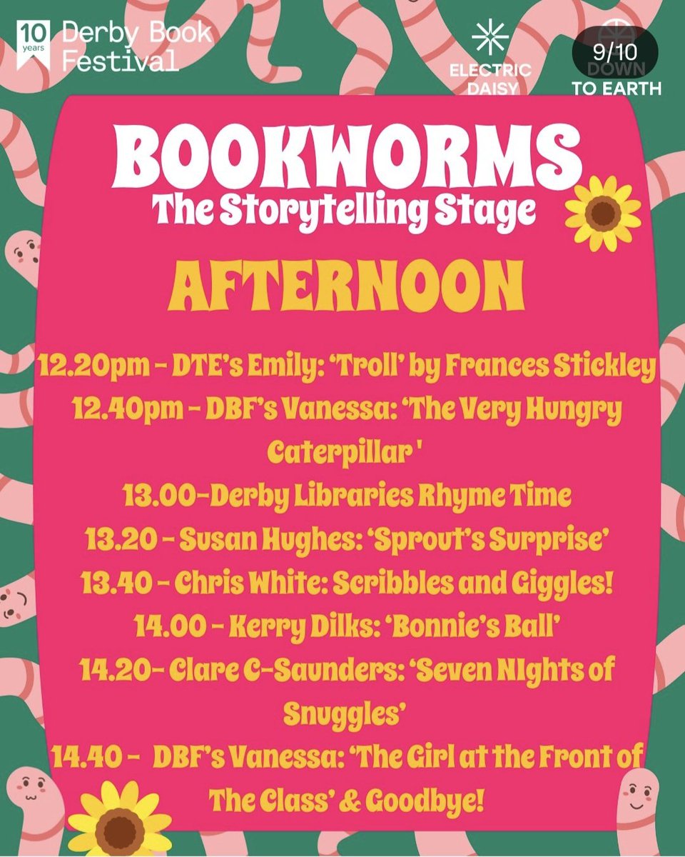 Sprout! (@sproutssurprise) on Twitter photo Bookworms! 📚🪱 Have you got your tickets? It's THIS THURSDAY! We're super excited to be taking part at this lovely <a href="/DerbyBookFest/">Derby Book Festival</a> family event. As well as storytelling, Sprout has prepared a little craft activity for you to do. Keep your sprouts peeled! 👀😆🤩 Bookworms! 📚🪱 Have you got your tickets? It's THIS THURSDAY! We're super excited to be taking part at this lovely <a href="/DerbyBookFest/">Derby Book Festival</a> family event. As well as storytelling, Sprout has prepared a little craft activity for you to do. Keep your sprouts peeled! 👀😆🤩