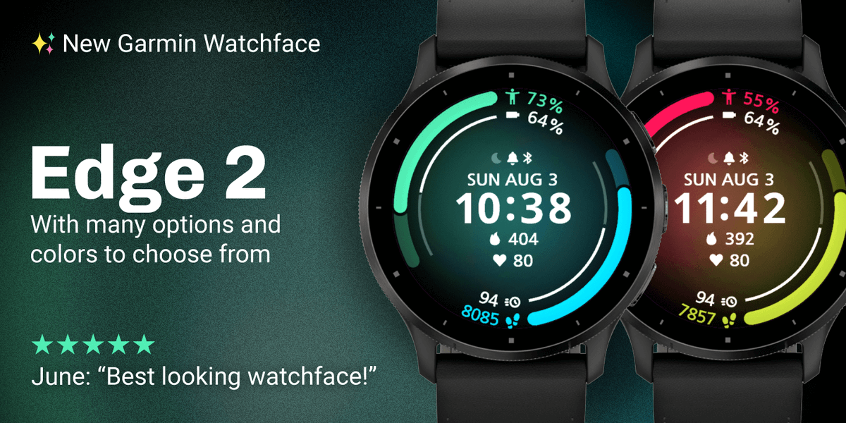 Happy to announce I've just released Edge 2! A new watchface fully packed with options. You can even select popular color combinations on your watch itself. #garmin #garminconnectiq #connectiq #watchface apps.garmin.com/apps/ba23b1e0-…