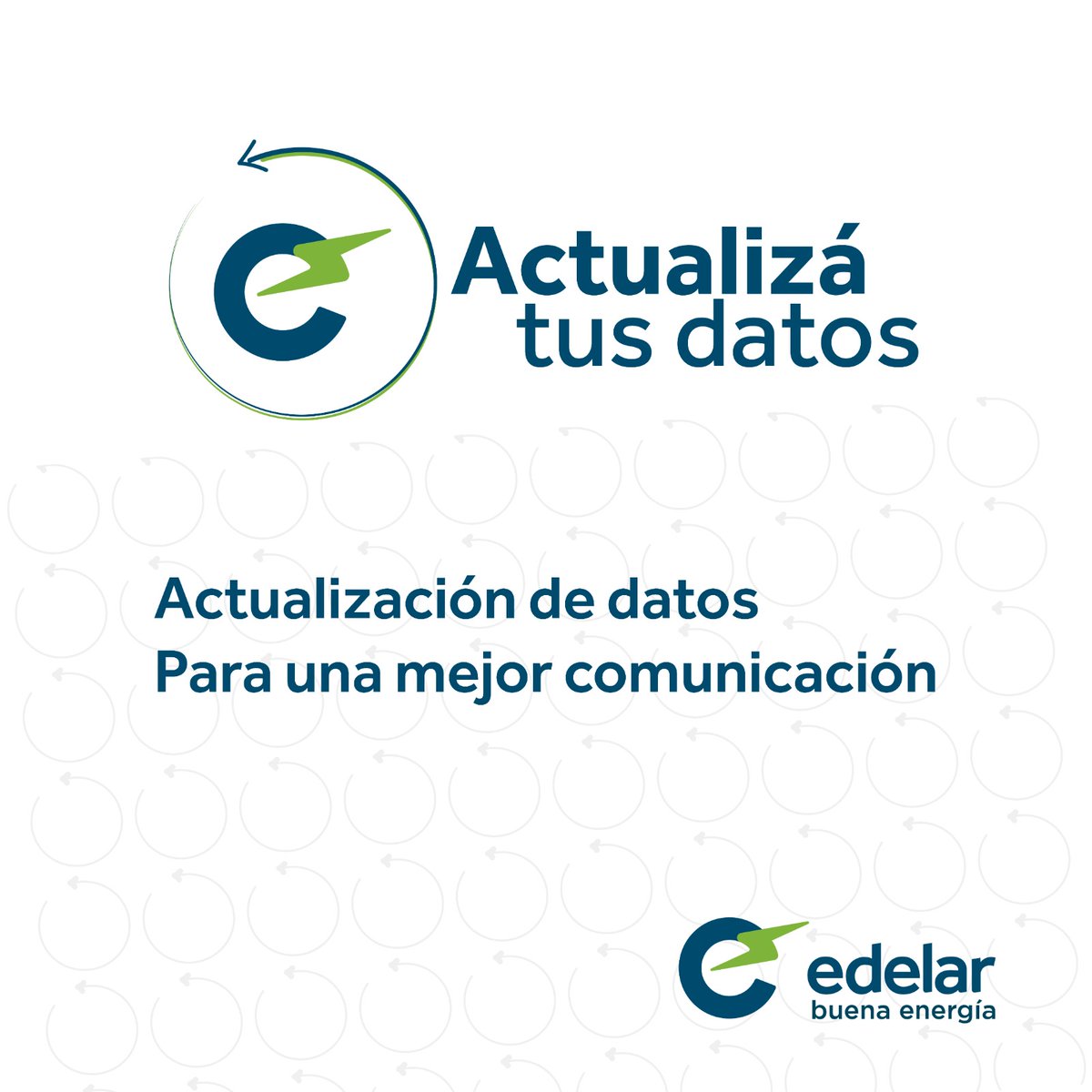 infomuro_ok's tweet image. ¡Hola a todos! 🤓💡 ¿Sabías que mantener tus datos actualizados con EDELAR SAU es super importante? Evita sorpresas y asegúrate de que toda la info te llegue a tiempo. 💻✨ ¡Solo te toma unos minutos! #EDELAR #Electricidad #DatosActualizados