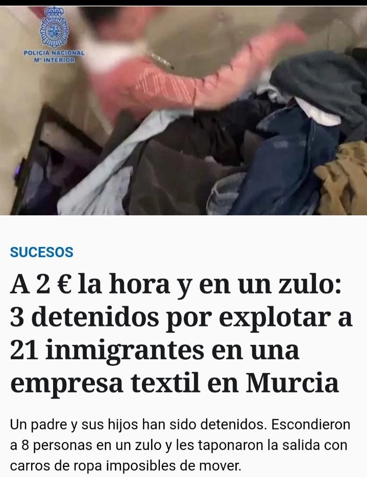 M. Marcos 🇵🇸 (@kabila_12) on Twitter photo Se avisa a los simpatizantes de VOX que en Murcia han quedado vacantes 21 puestos de trabajo que estaban siendo cubiertos por aprovechados inmigrantes ilegales que trabajaban a 2 € la hora en honesta empresa españolisima.
* Interesados mandar CV a Santi@los.españoles.primero.es Se avisa a los simpatizantes de VOX que en Murcia han quedado vacantes 21 puestos de trabajo que estaban siendo cubiertos por aprovechados inmigrantes ilegales que trabajaban a 2 € la hora en honesta empresa españolisima.
* Interesados mandar CV a Santi@los.españoles.primero.es