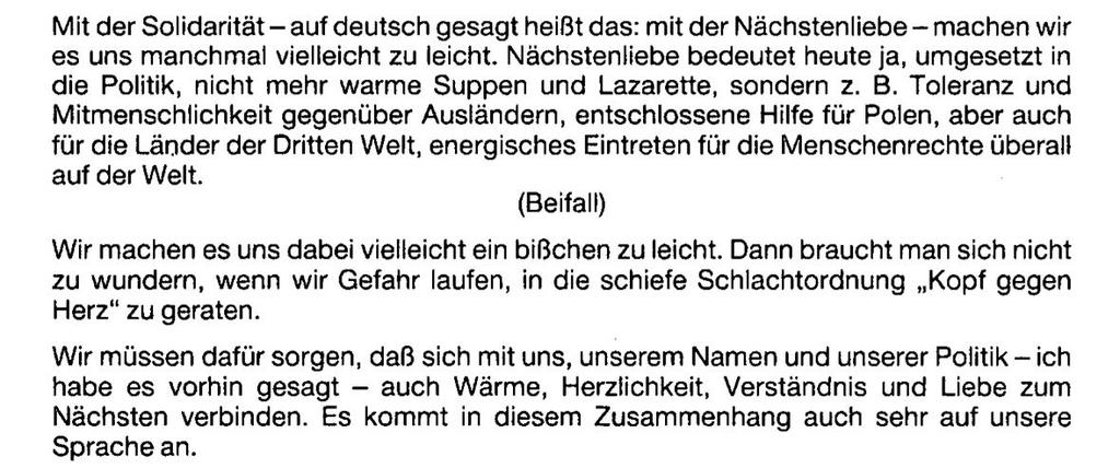 Heiner Geißler 1989 auf dem <a href="/CDU/">CDU Deutschlands</a> Parteitag über Nächstenliebe, Wärme,Herz und die Bedeutung der Sprache.