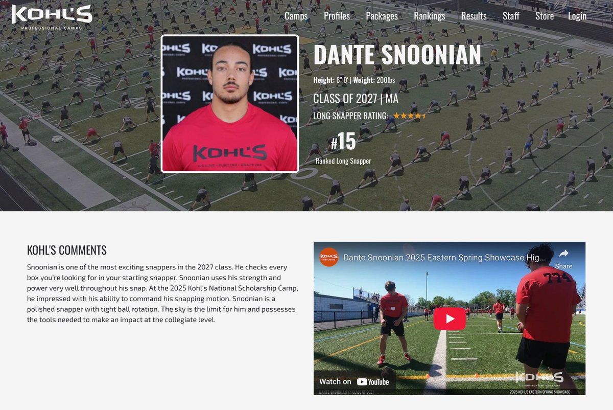 Excited to be ranked a 4.5 star long snapper and the #15 snapper in the country!! Fired up to keep working and getting better!! <a href="/Coach_Willey_FB/">Mike Willey</a> <a href="/Coach_Casper/">Coach Casey Casper</a> <a href="/SethGlausier/">Seth Glausier</a> <a href="/KohlsSnapping/">Kohl's Snapping Camps</a> <a href="/StevenVashel/">Steven Vashel</a> <a href="/Coach_THeals/">Trace Healy</a> <a href="/TUGinn/">Ginn</a> <a href="/CoachThurin/">Matt Thurin</a>