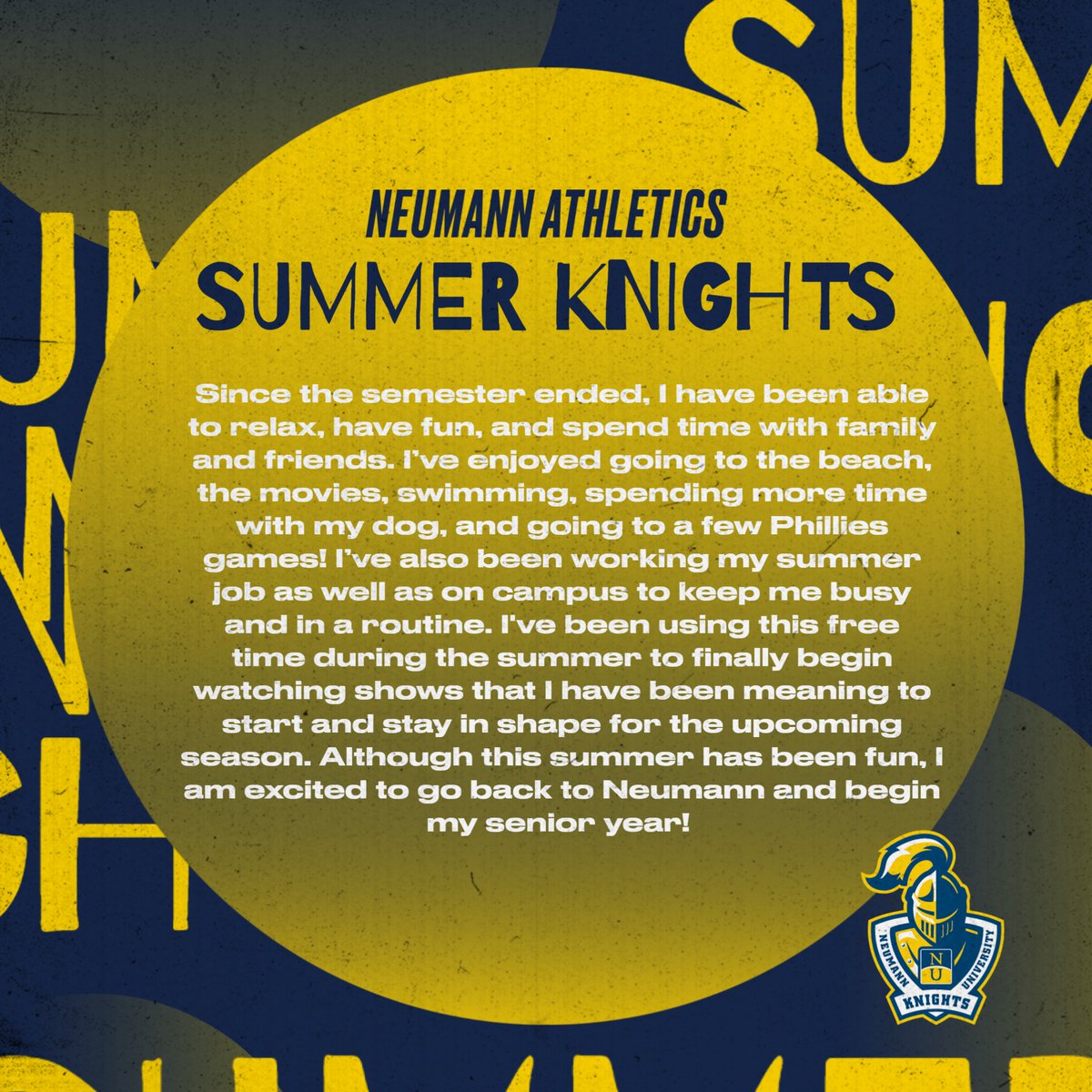 Neumann Athletics (@neumannknights) on Twitter photo Summer Knights! Where we hear about what our student-athletes are up to this summer. Next up is Cioni Simmons from <a href="/NeumannSB/">Neumann Softball</a> Summer Knights! Where we hear about what our student-athletes are up to this summer. Next up is Cioni Simmons from <a href="/NeumannSB/">Neumann Softball</a>