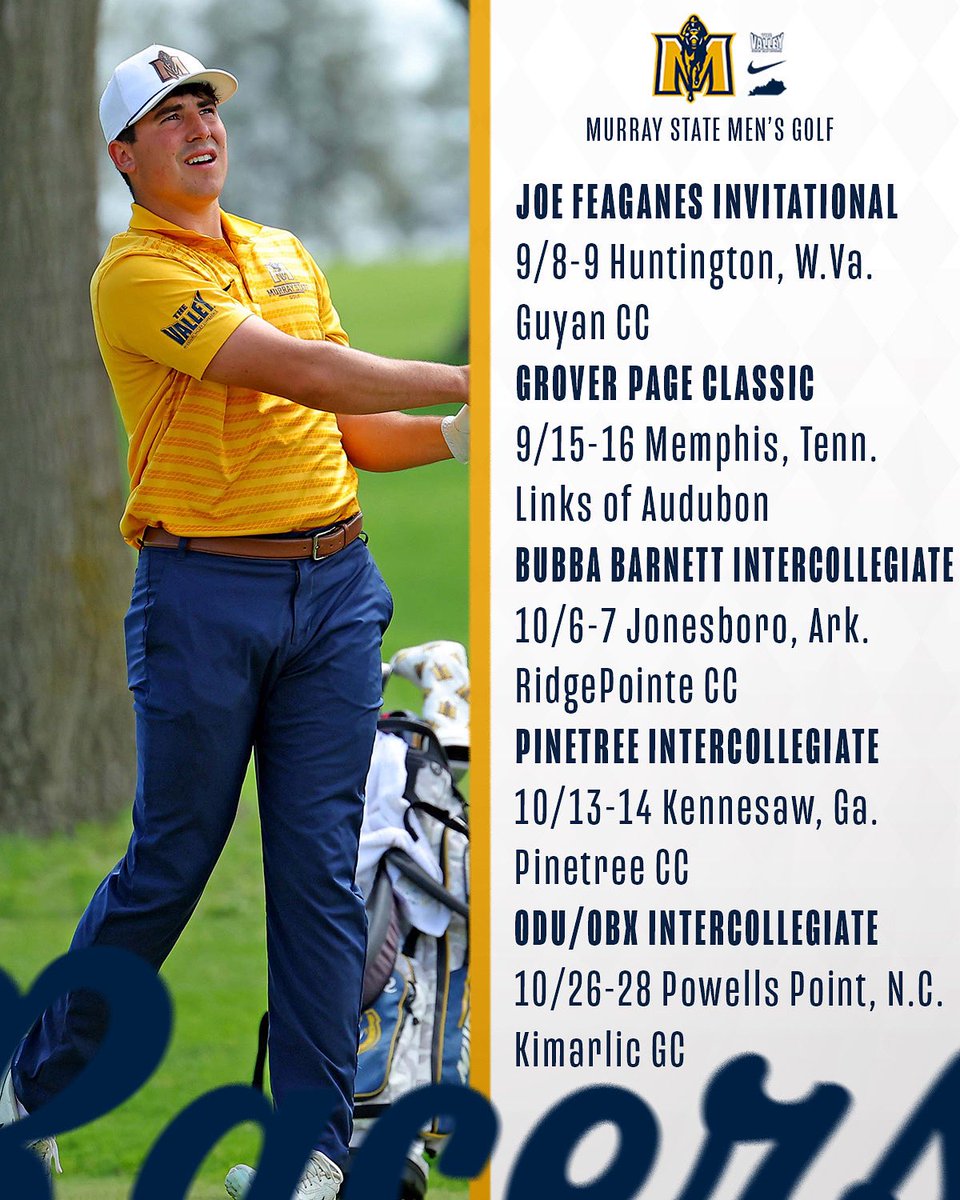 Less than 35 days until our first tournament! ⛳️ Take a 👀 where the men will be competing this fall! 🗓️ 

#GoRacers🏇