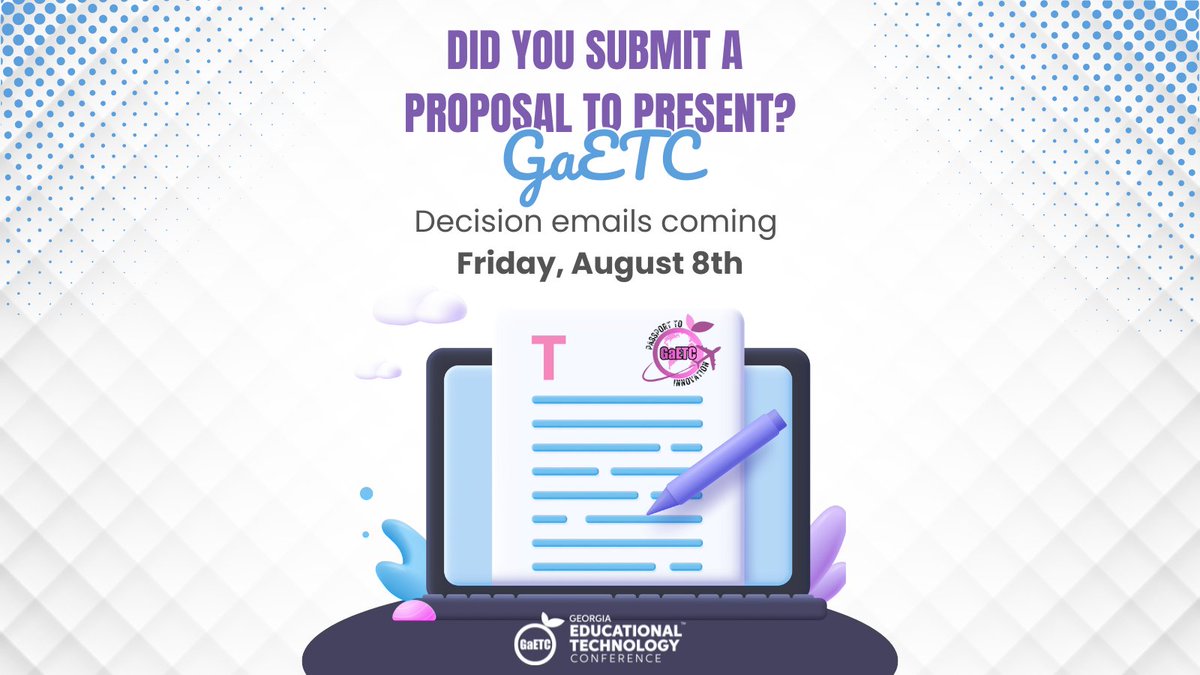 Georgia Educational Technology Conference (@gaetconf) on Twitter photo Thank you to all who submitted a proposal for GaETC 2025! The Program Committee is finalizing the list this week and will send decision emails on Friday, Aug 8th, 2025.
Has your email address changed since submitting a proposal? Reach out to program@gaetc.org to get it updated. Thank you to all who submitted a proposal for GaETC 2025! The Program Committee is finalizing the list this week and will send decision emails on Friday, Aug 8th, 2025.
Has your email address changed since submitting a proposal? Reach out to program@gaetc.org to get it updated.