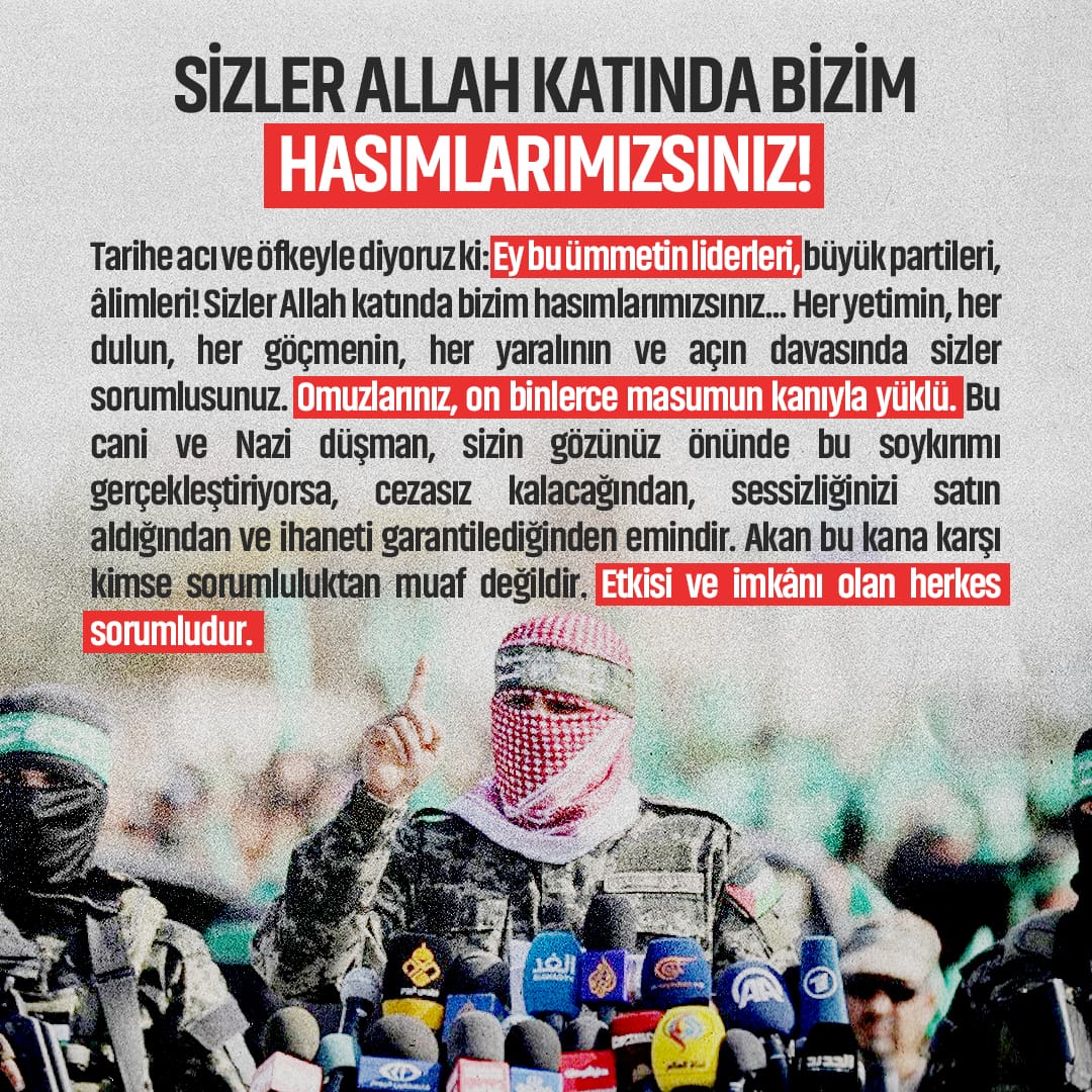 Hakikatleri çekinmeden konuştuğu için hocamızı susturmak için önce trolleriyle saldırıya geçtiler.
Düşmanlarımız şunu unutmasın;
Allah için mücadele eden Allah'a güvenen bir lideri ve hareketi susturamayacaklar .

AlparslanHoca Hedefte
#GazzeyeİhanetİkiyüzlüSiyaset
