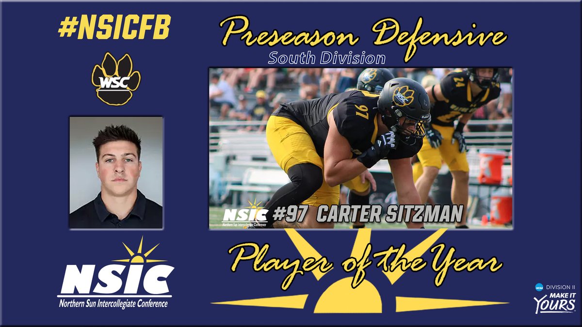 Congrats to <a href="/wscwildcats/">Wayne State Wildcats</a> Carter Sitzman on being named the 2025 #NSICFB South Division Preseason Defensive Player of the Year!

northernsun.org/news/2025/7/31…