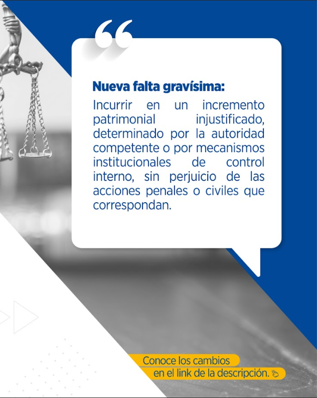 #ReformasCOFJ
En las reformas al artículo 109 del Código
Orgánico de la Función Judicial, se establece como
falta gravísima a los servidores judiciales el
incremento patrimonial injustificado, siendo una
causal de destitución e incluso pudiendo llegar a acciones penales o civiles