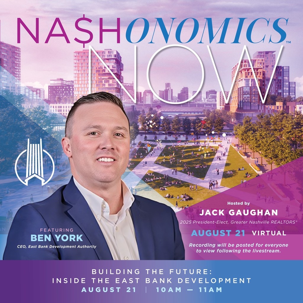 Join us virtually on Thursday, August 21, at 10 AM to hear from East Bank Development Authority CEO, Ben York, for a conversation on the future of one of Nashville’s most transformative projects. Click the link to register.

bit.ly/4flnElG