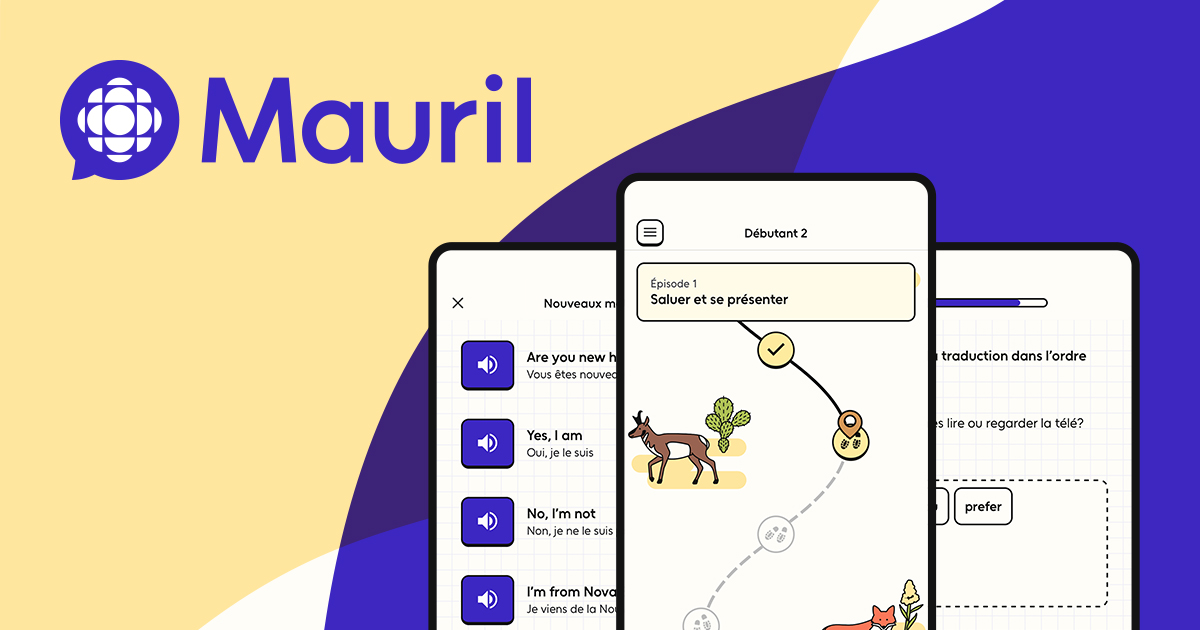 Mauril, l'application pour apprendre le français et l'anglais à l'aide d'émissions de CBC/Radio-Canada, a fait peau neuve! Avec un parcours d'apprentissage plus clair et une zone d'exploration par thèmes, @Maurilapp vous offre une expérience améliorée! mauril.ca/fr/