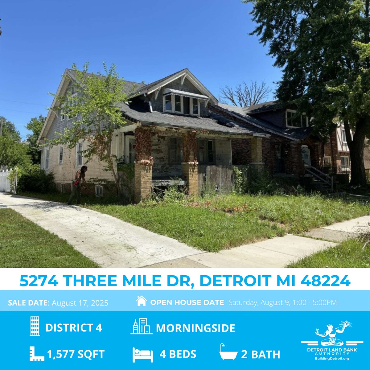 🏡 Your next home might be just a walkthrough away!
Join us for Detroit Land Bank Authority Open Houses on Saturday, August 9 from 1–5PM. Explore available homes, ask questions, and take the next step toward homeownership in Detroit.