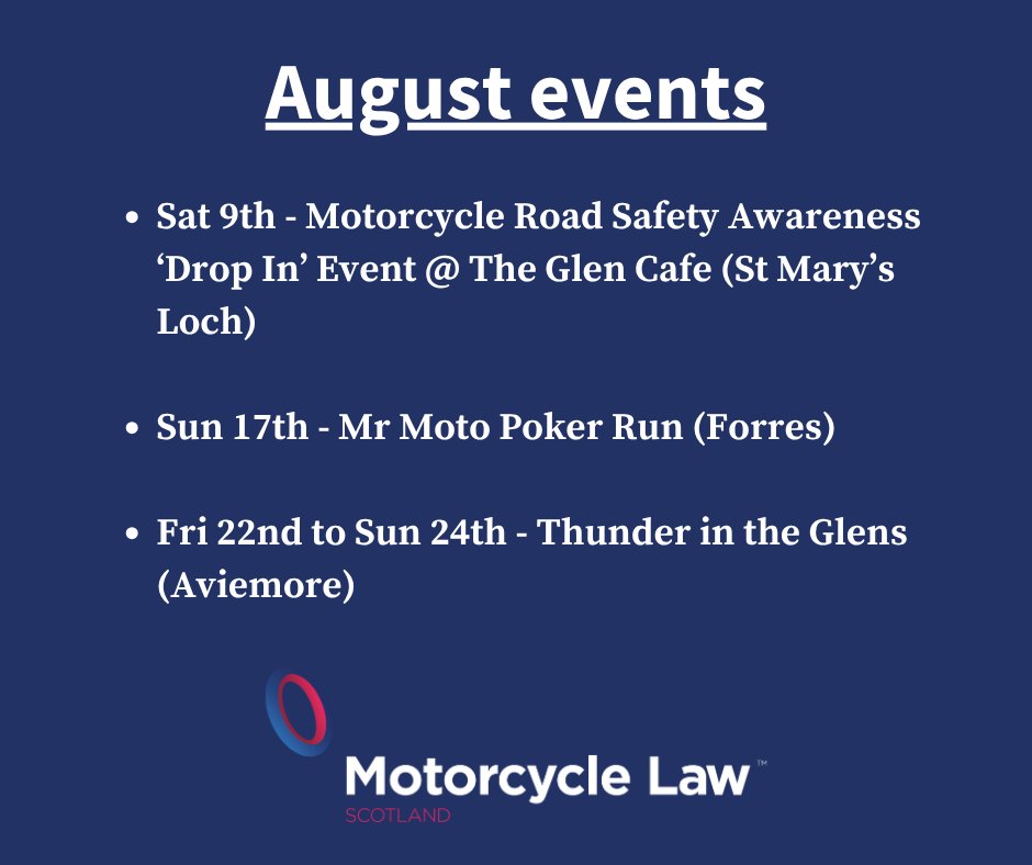law_scotland's tweet image. We'll be out and about at various events in August. 🏍️

Get them in your diary! 

#BecauseWeRideToo #TakeAnotherLook #MotorcycleLawyers

@PSOSRoads @BikerDownSFRS @IAMRoadSmart
