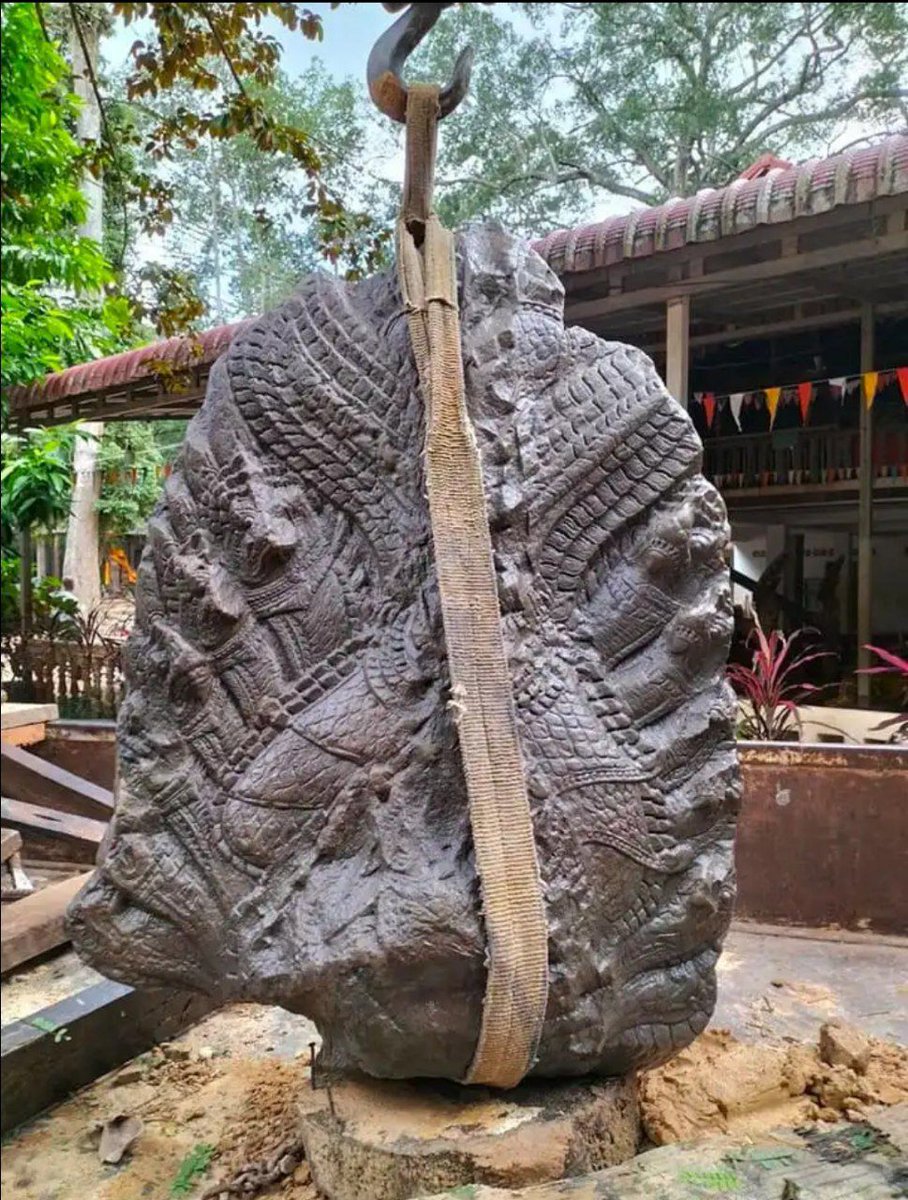 Recently, a naga head was accidentally spotted when a large tree collapsed, causing pieces of naga head buried in the ground for many years to emerge. 

The naga head sculpture is 1.2 metres long and 1 metre wide. Located at Wat Tep Pranom Temple in Cambodia.
