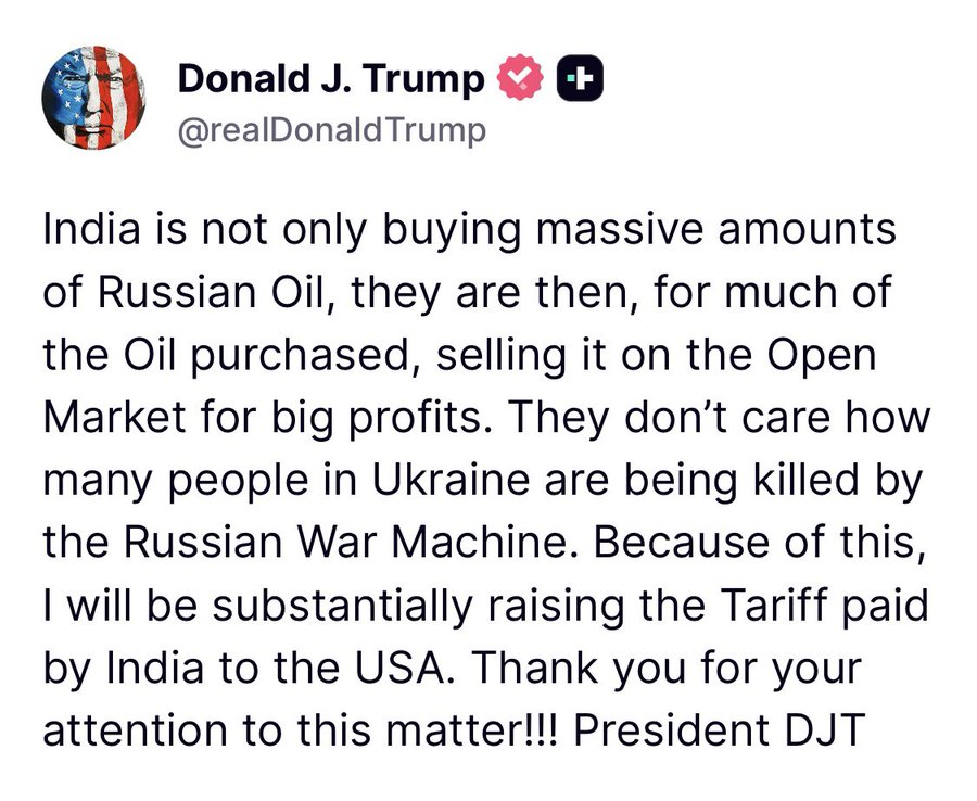 It's great that he whose plan to "stop the war" is to have NATO pay for weapons to send to the war claims that third countries buying ideologically incorrect energy are the ones to blame for the continuation of the war. India must be the country that prevented diplomacy in 2022.