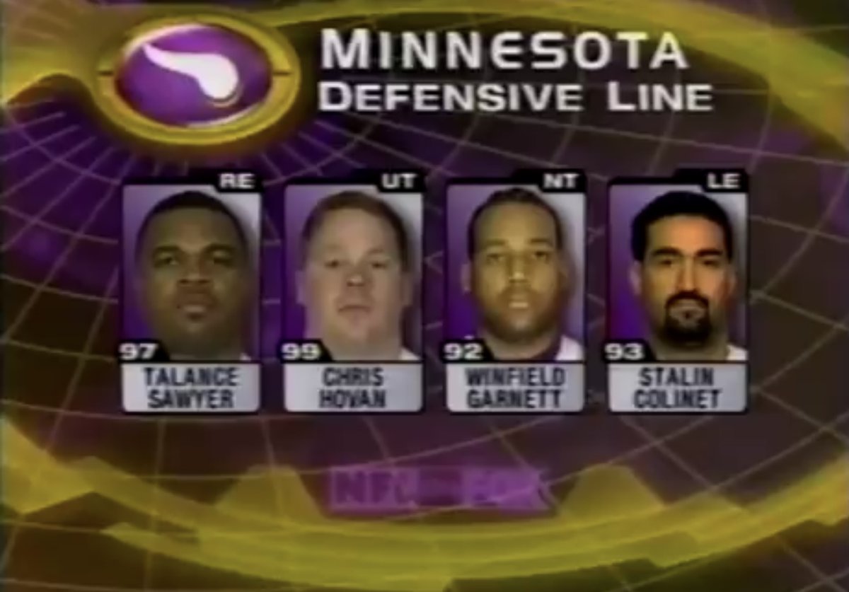 2001 Vikings D-Line.

Yeah, not exactly one of their best in franchise history.