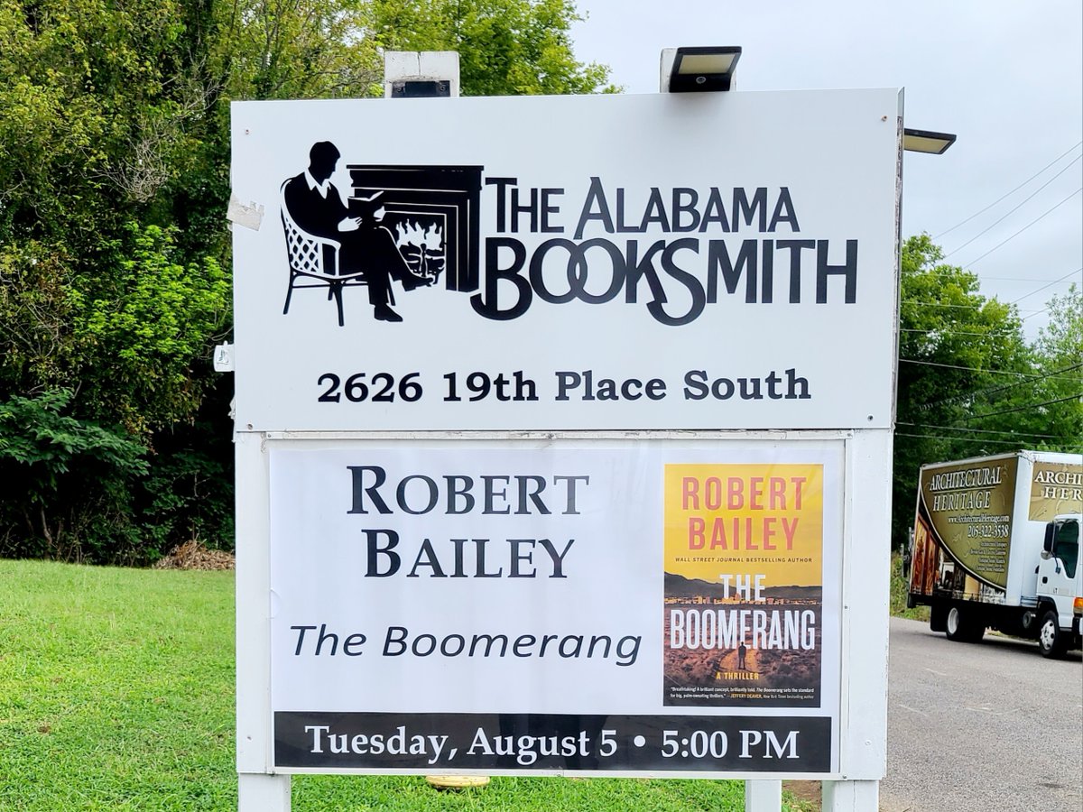 Alabama Booksmith (@albooksmith) on Twitter photo Stop by tomorrow (8/5) at 5pm as <a href="/RBaileyBooks/">Robert Bailey</a> signs THE BOOMERANG!!
Event details and signed first editions available here: alabamabooksmith.com/events/robert-… Stop by tomorrow (8/5) at 5pm as <a href="/RBaileyBooks/">Robert Bailey</a> signs THE BOOMERANG!!
Event details and signed first editions available here: alabamabooksmith.com/events/robert-…