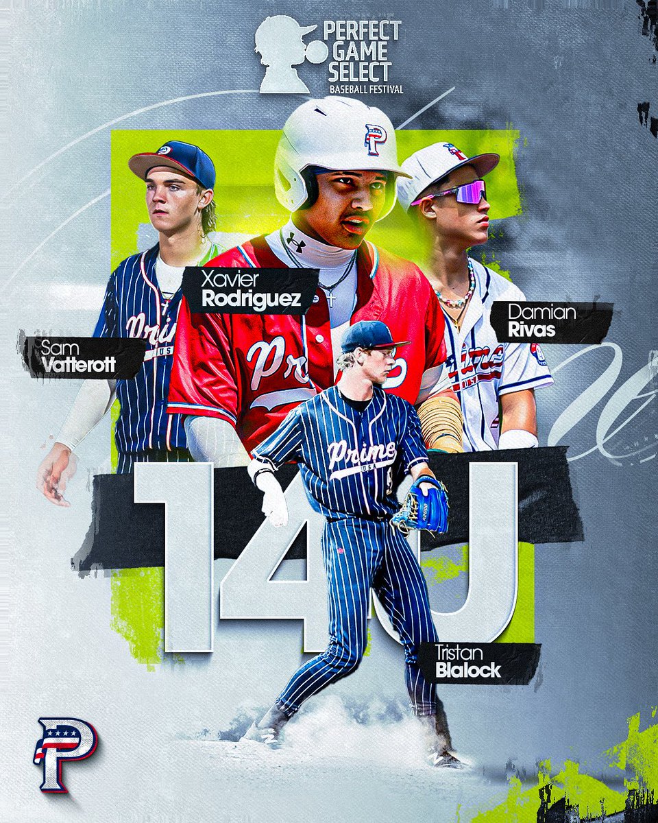 USA Prime National Program (@usaprimenat) on Twitter photo Congratulations to our 4️⃣ #PrimeStuds for being select to the Perfect Game 14u Select fest that will be played on August 31st in Fort Myers,Florida
Catcher - <a href="/Xavier_Rod2029/">Xavier Rodriguez</a>
Infielder/Outfielder - <a href="/Damian___Rivas/">Damian Rivas</a>
Pitcher/Outfielder - <a href="/tristan_blalock/">Tristan Blalock</a>
Infielder - <a href="/SamVatterott/">Sam Vatterott</a> Congratulations to our 4️⃣ #PrimeStuds for being select to the Perfect Game 14u Select fest that will be played on August 31st in Fort Myers,Florida
Catcher - <a href="/Xavier_Rod2029/">Xavier Rodriguez</a>
Infielder/Outfielder - <a href="/Damian___Rivas/">Damian Rivas</a>
Pitcher/Outfielder - <a href="/tristan_blalock/">Tristan Blalock</a>
Infielder - <a href="/SamVatterott/">Sam Vatterott</a>
