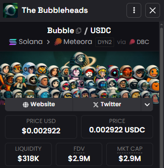 $BUBBLE Cult from <a href="/JupiterExchange/">Jupiter</a> - when you go on $uranus you need a beautifull helmet to go with

actually at 3 M - ready for more and more