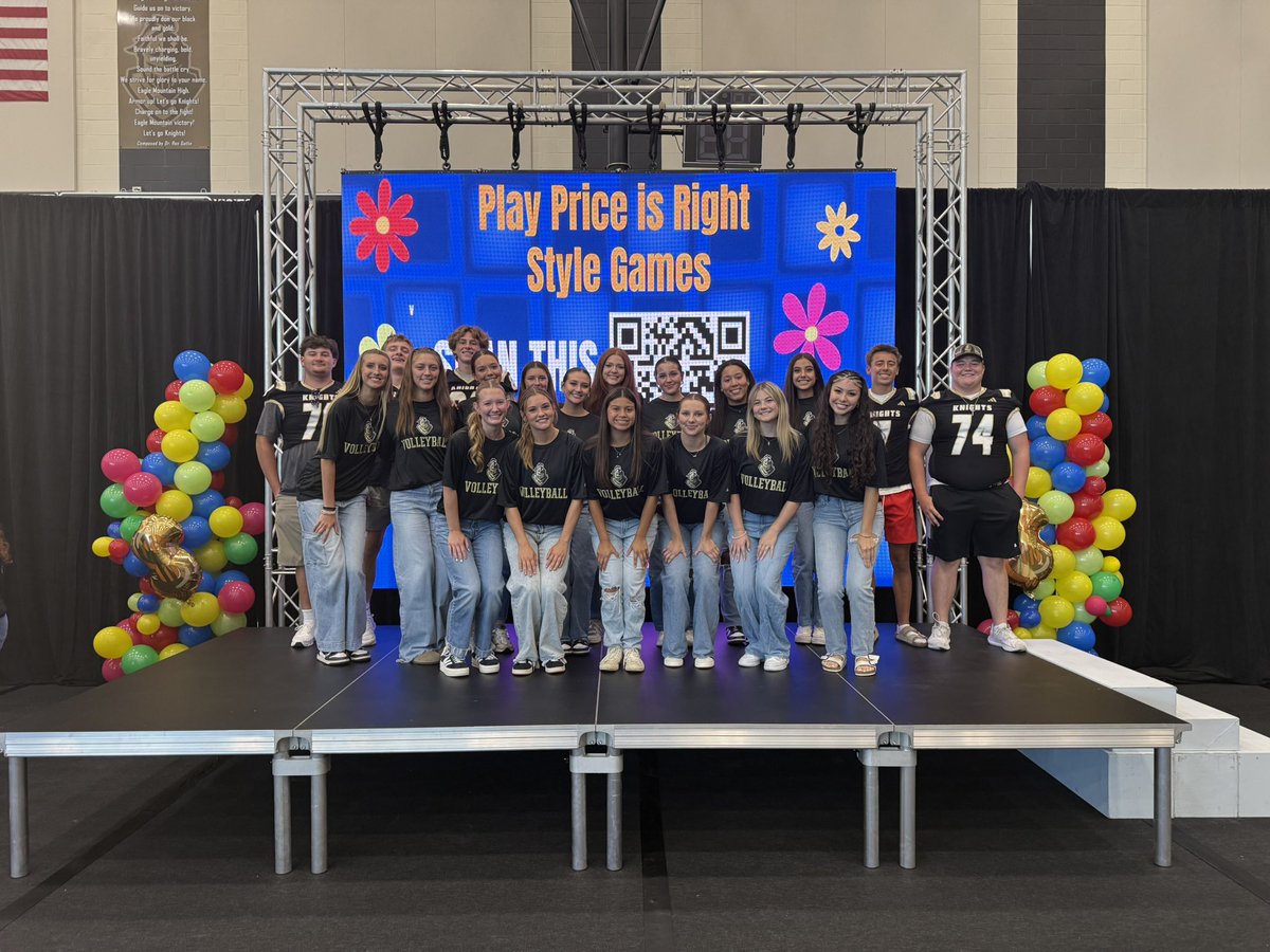 Eagle Mountain High School Volleyball (@emhs_knightvb) on Twitter photo Some of our Varsity Girls and Football Boys representing at our 2025-26 EMS ISD Convocation! 
#ArmorUp Some of our Varsity Girls and Football Boys representing at our 2025-26 EMS ISD Convocation! 
#ArmorUp