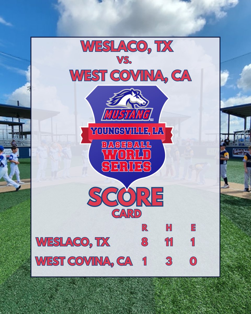 Mustang_WS's tweet photo. Championship Game Final Score

- 🎥Live Stream: https://t.co/CpSmyrf6zG
- 📊Fact Sheet: https://t.co/E2dhip3L9L
- 📊GameChanger: https://t.co/Xt6viDB6My https://t.co/FFcz5PwOww