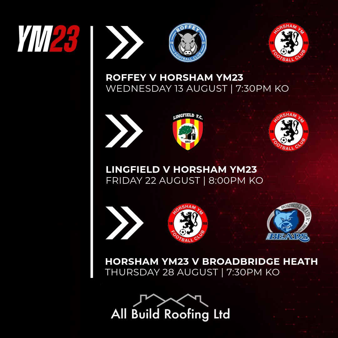 Horsham YMCA FC (@horshamymcafc) on Twitter photo YM23s kick off their league campaign with a busy August away to <a href="/RoffeyFC/">Roffey Football Club</a> and <a href="/Lingfield_FC/">Lingfield FC ⚽️</a> before hosting <a href="/thebearsbbhfc/">BroadbridgeHeath FC</a> at The <a href="/HerbertDirect/">Herbert Direct Ltd</a> stadium at the end of the month YM23s kick off their league campaign with a busy August away to <a href="/RoffeyFC/">Roffey Football Club</a> and <a href="/Lingfield_FC/">Lingfield FC ⚽️</a> before hosting <a href="/thebearsbbhfc/">BroadbridgeHeath FC</a> at The <a href="/HerbertDirect/">Herbert Direct Ltd</a> stadium at the end of the month