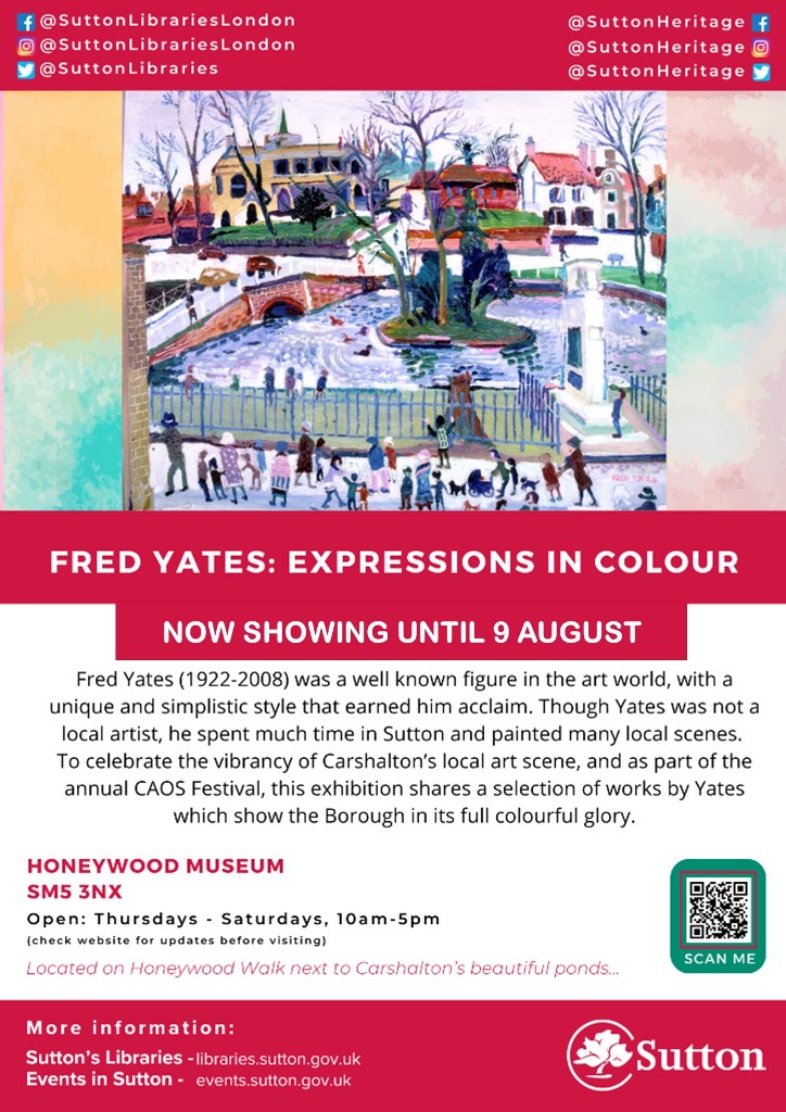 Have you seen the ‘Fred Yates: Expressions in Colour' exhibition <a href="/HoneywoodMuseum/">The Friends of Honeywood Museum</a> yet? You're in luck, the exhibition has been extended to 9 August! Brighten up your day and catch this colourful exhibition while you can.