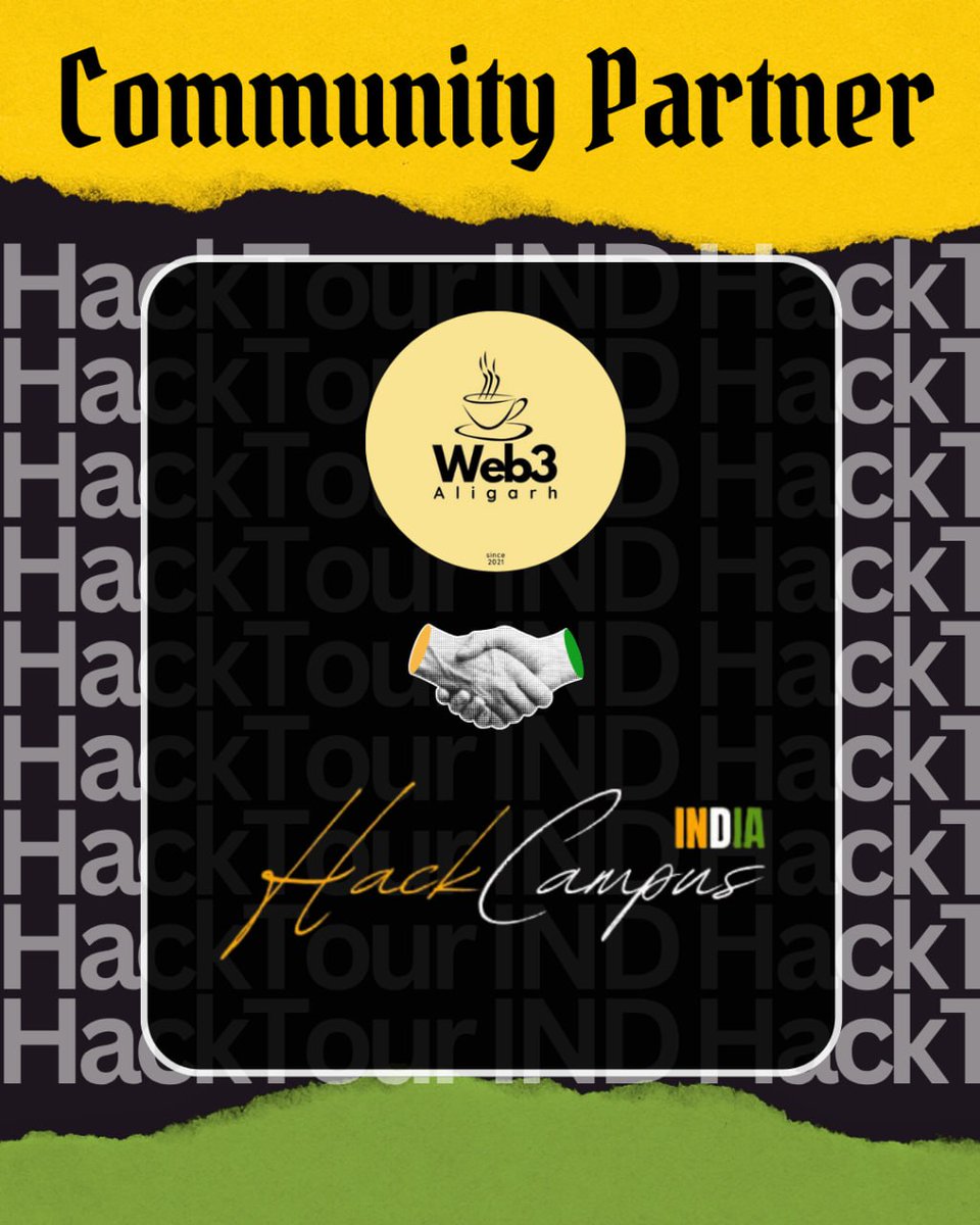 HackTourIND's tweet image. Proud to partner up with @Web3Aligarh for our crazy new initiative #HackCampus by @HackTourIND 🚀🚀