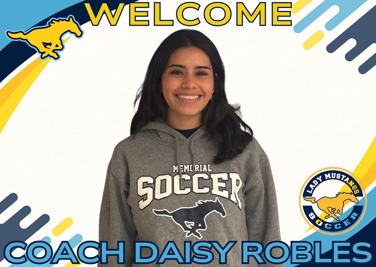 Lady Mustang Soccer (@_ladystangssoc) on Twitter photo Welcome, Coach DAISY ROBLES, to our Lady Mustang Coaching Staff! She coaches at Cathey MS, is a proud former Lady Mustang soccer captain under Coach Kaiser, & was part of the 2014 & 2015 teams w/ Sweet 16 appearances. <a href="/mospatterson/">Coach Moses Patterson</a> <a href="/McAllenMemorial/">Memorial High School</a> <a href="/McAllenISD/">McAllen ISD</a> <a href="/MemorialStrong/">Memorial Mustangs Strength & Conditioning</a> Welcome, Coach DAISY ROBLES, to our Lady Mustang Coaching Staff! She coaches at Cathey MS, is a proud former Lady Mustang soccer captain under Coach Kaiser, & was part of the 2014 & 2015 teams w/ Sweet 16 appearances. <a href="/mospatterson/">Coach Moses Patterson</a> <a href="/McAllenMemorial/">Memorial High School</a> <a href="/McAllenISD/">McAllen ISD</a> <a href="/MemorialStrong/">Memorial Mustangs Strength & Conditioning</a>