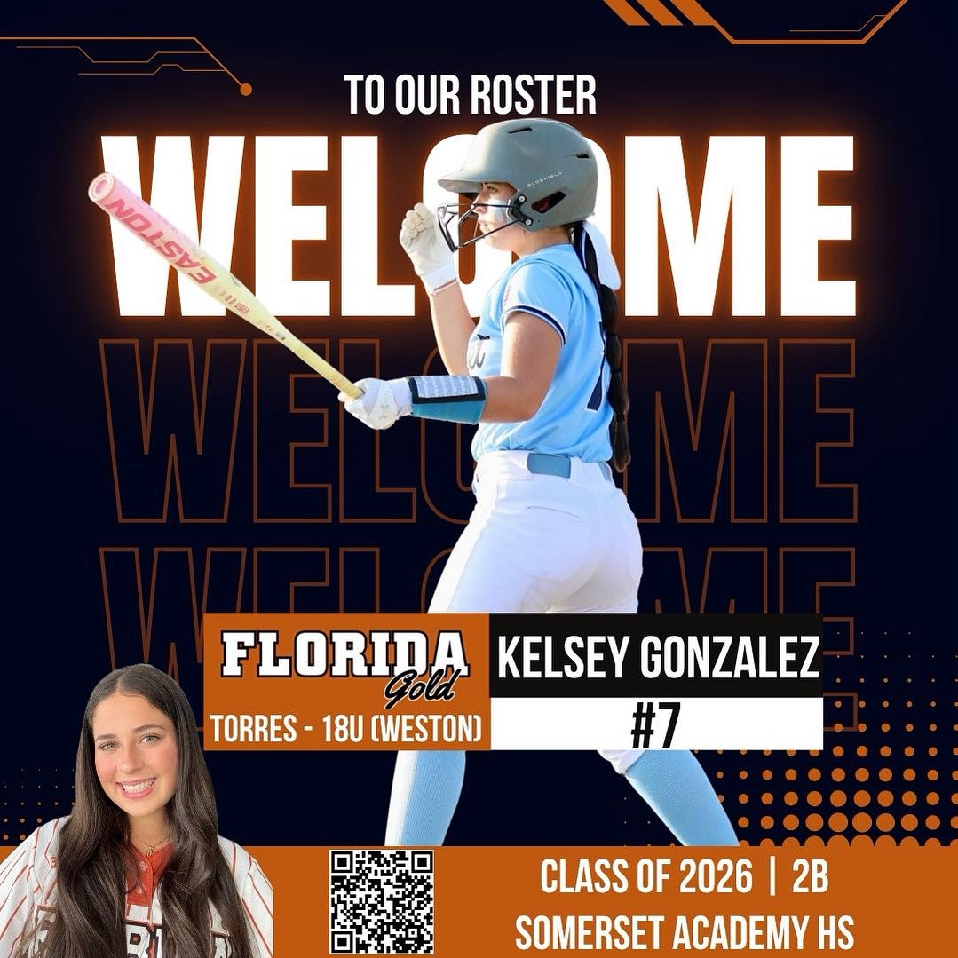 FLORIDA GOLD TORRES - 18U (Weston) (@fl_gold_torres) on Twitter photo 🚨NEW ROSTER ADDITION🚨 The future continues to look bright for Fall 2025! We are beyond excited to welcome <a href="/KelseyGonz7/">Kelsey Gonzalez</a> 2026 (2B) and her family to the Florida Gold Torres - 18U (Weston) team! Let’s Go!!! #goldallday🧡🖤 <a href="/CoastRecruits/">Coast 2 Coast Recruits</a> <a href="/SBRRetweets/">Softball Recruiting Reposts</a> <a href="/Sports_Recruits/">SportsRecruits</a> <a href="/TopPreps/">TOP PREPS @TopPreps | X</a> 🚨NEW ROSTER ADDITION🚨 The future continues to look bright for Fall 2025! We are beyond excited to welcome <a href="/KelseyGonz7/">Kelsey Gonzalez</a> 2026 (2B) and her family to the Florida Gold Torres - 18U (Weston) team! Let’s Go!!! #goldallday🧡🖤 <a href="/CoastRecruits/">Coast 2 Coast Recruits</a> <a href="/SBRRetweets/">Softball Recruiting Reposts</a> <a href="/Sports_Recruits/">SportsRecruits</a> <a href="/TopPreps/">TOP PREPS @TopPreps | X</a>