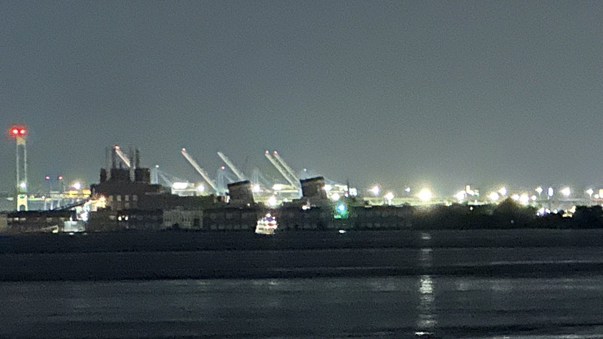 The view from my hotel, September 2024. The first thing I ever saw of the SS United States - those funnels.