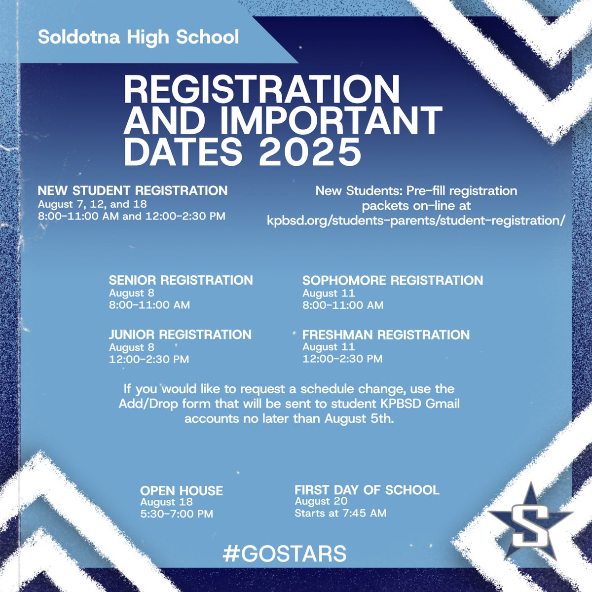 Registration times are available for returning students with an INCOMPLETE SCHEDULE ONLY. Counselors are unable to meet about schedule changes and request that students fill out the online add/drop form.