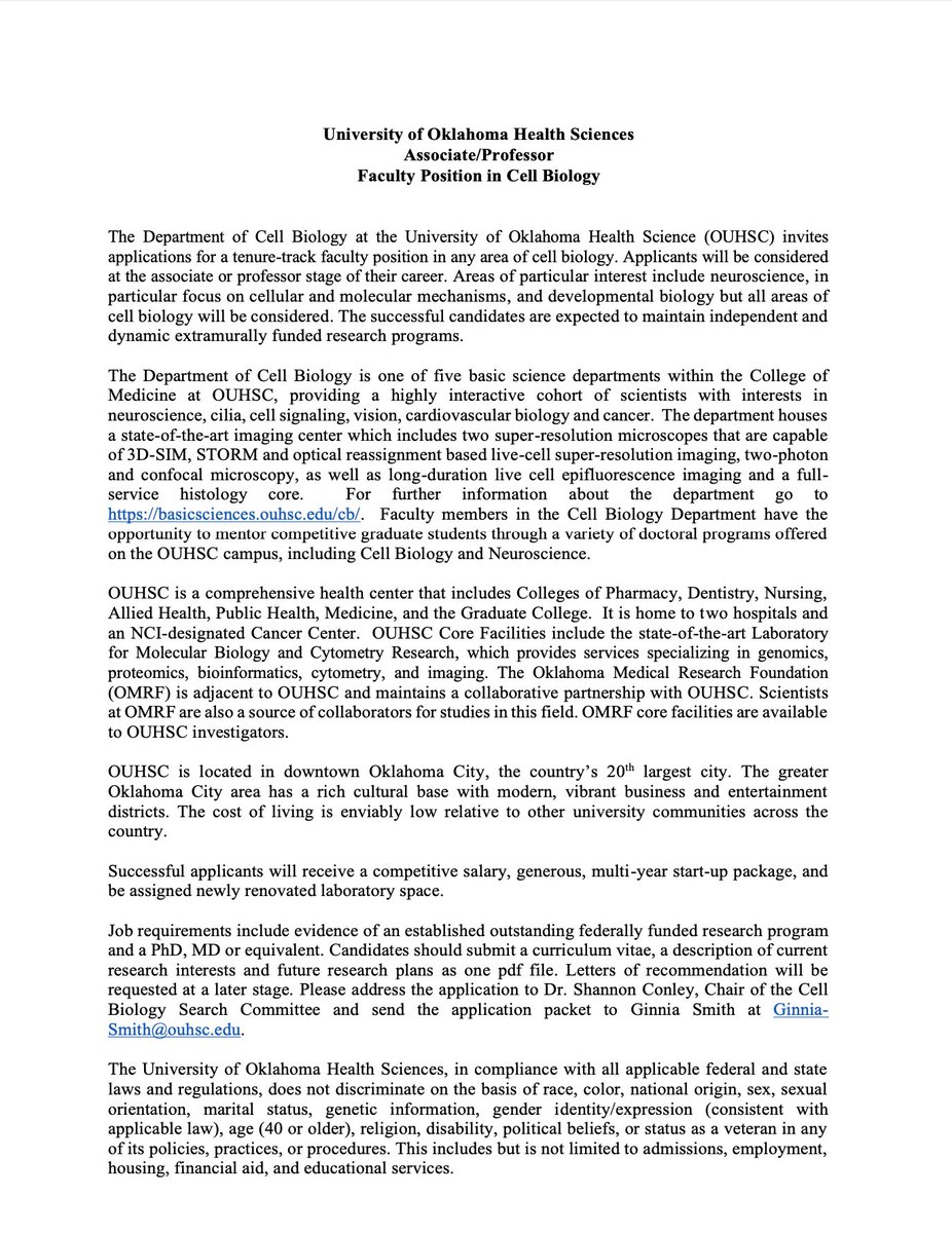 Lindsay Hayes (@lindsay_4c) on Twitter photo My Dept of Cell Biology at OU is hiring new faculty!! Especially looking to build up the Neuroscience 🧠Research Program. Apply in the advert! 📢 more glia! 😉<a href="/OUResearch/">University of Oklahoma Research</a>
<a href="/UofOklahoma/">University of Oklahoma</a>
<a href="/OUNeuroscience/">OU Neuroscience</a> My Dept of Cell Biology at OU is hiring new faculty!! Especially looking to build up the Neuroscience 🧠Research Program. Apply in the advert! 📢 more glia! 😉<a href="/OUResearch/">University of Oklahoma Research</a>
<a href="/UofOklahoma/">University of Oklahoma</a>
<a href="/OUNeuroscience/">OU Neuroscience</a>