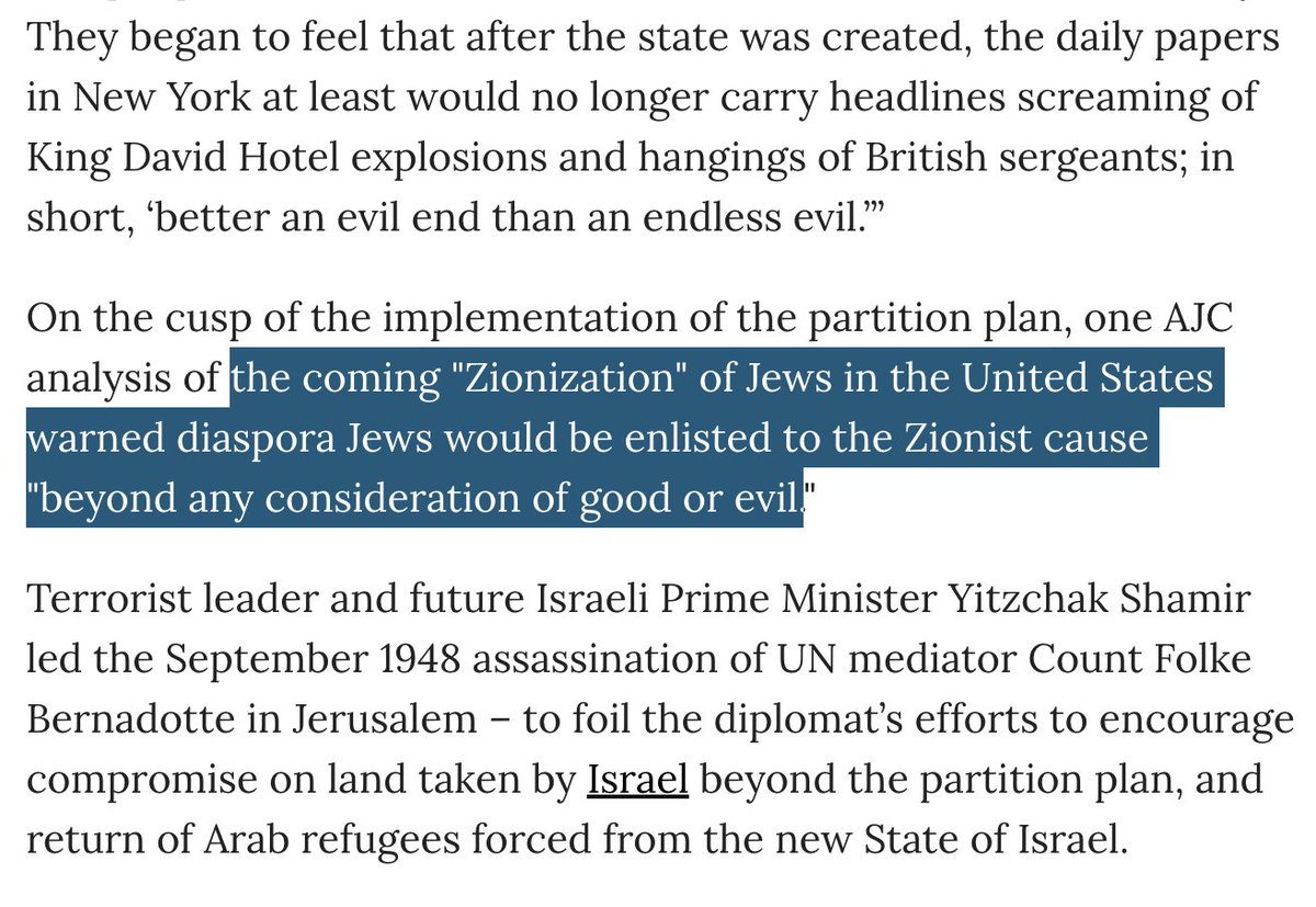 Zachary Foster (@_zachfoster) on Twitter photo In 1946, the American Jewish Committee (<a href="/AJCGlobal/">American Jewish Committee</a>) warned of the coming "Zionization" of Jews in the United States, who would be enlisted to the Zionist cause "beyond any consideration of good or evil." Quite a remarkable prediction. commondreams.org/opinion/jewish… In 1946, the American Jewish Committee (<a href="/AJCGlobal/">American Jewish Committee</a>) warned of the coming "Zionization" of Jews in the United States, who would be enlisted to the Zionist cause "beyond any consideration of good or evil." Quite a remarkable prediction. commondreams.org/opinion/jewish…