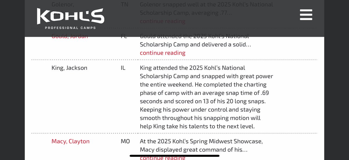 Jackson King (@jacksonking2190) on Twitter photo Thank you <a href="/Coach_Casper/">Coach Casey Casper</a> for the 4⭐️ ranking and the write up!Not finished plenty of work still yet to be done. <a href="/KohlsSnapping/">Kohl's Snapping Camps</a>
<a href="/CCHSsaintsFB/">CCHS Football</a> <a href="/BrauchtKevin/">Kevin Braucht</a> <a href="/CPHighland/">Coach Highland</a> <a href="/zappio_51/">Zachary Appio</a> <a href="/AdelmanCharlie/">Charlie Adelman</a> <a href="/Mattneff70/">Mattneff</a> <a href="/48Squared/">48 Squared Long Snapper and Lineman Academy</a> <a href="/AustinCurtis24/">Austin Curtis</a> Thank you <a href="/Coach_Casper/">Coach Casey Casper</a> for the 4⭐️ ranking and the write up!Not finished plenty of work still yet to be done. <a href="/KohlsSnapping/">Kohl's Snapping Camps</a>
<a href="/CCHSsaintsFB/">CCHS Football</a> <a href="/BrauchtKevin/">Kevin Braucht</a> <a href="/CPHighland/">Coach Highland</a> <a href="/zappio_51/">Zachary Appio</a> <a href="/AdelmanCharlie/">Charlie Adelman</a> <a href="/Mattneff70/">Mattneff</a> <a href="/48Squared/">48 Squared Long Snapper and Lineman Academy</a> <a href="/AustinCurtis24/">Austin Curtis</a>