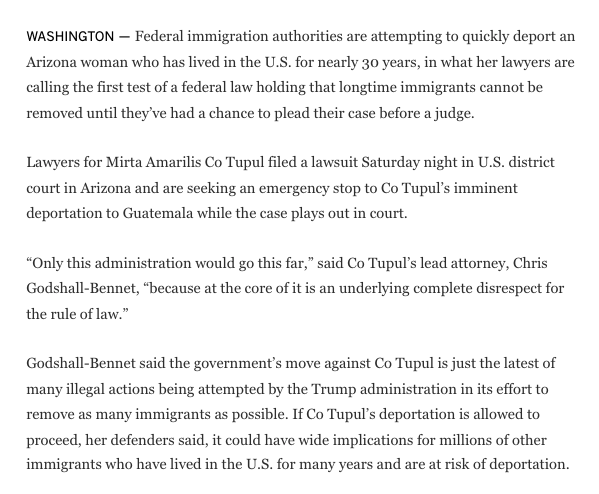 Eric Lee (@ericleeatty) on Twitter photo CBP/ICE trying to deport <a href="/cgb_atty/">Chris Godshall-Bennett</a> & my client w/o due process under "expedited removal" despite her 30 years residence in US & 3 US cit kids. She is a part of "the people" protected by Due Process Clause & Const. & has right to hearing before deportation. Its a test case. Link👇 CBP/ICE trying to deport <a href="/cgb_atty/">Chris Godshall-Bennett</a> & my client w/o due process under "expedited removal" despite her 30 years residence in US & 3 US cit kids. She is a part of "the people" protected by Due Process Clause & Const. & has right to hearing before deportation. Its a test case. Link👇