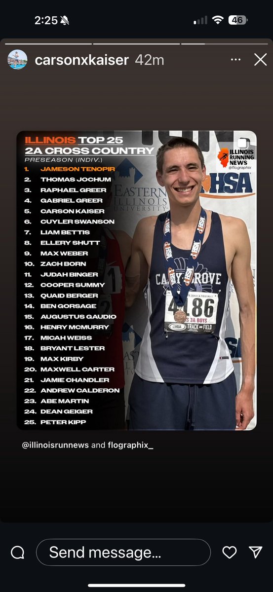 Blessed to be included in this group. Looking forward to this season and the races to follow. 

Let the chase begin…

<a href="/IllinoisRunNews/">Illinois Running News</a> <a href="/ILXCTF/">Illinois HS XC/TF</a> <a href="/MSHeartland_/">MileSplit Heartland</a> <a href="/IHSA_IL/">Illinois High School Association #IHSA</a>