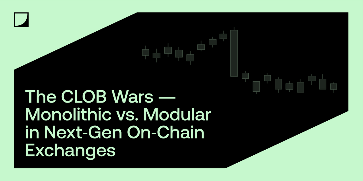 1/ The CLOB Wars are heating up!

A $100M+ loss on Hyperliquid wasn't a flop, it proved on-chain DEXs can handle CEX-grade volume. AMMs are out; CLOBs are in for deep liquidity &amp; pro execution.

The real battle? Monolithic vs. Modular architectures. Let's dive in.